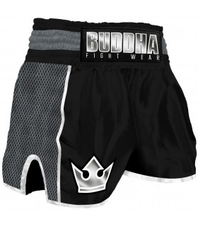 BUDDHA MUAY THAI SHORTS RETRO black/grey