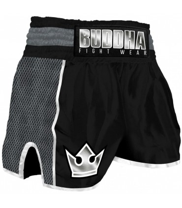 BUDDHA MUAY THAI SHORTS RETRO black/grey