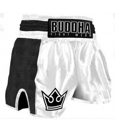 BUDDHA MUAY THAI SHORTS RETRO white/black