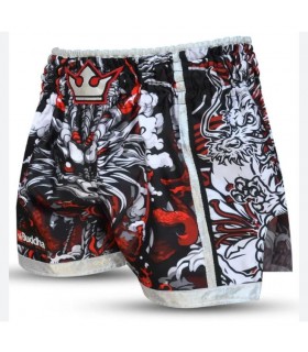 BUDDHA MUAY THAI SHORTS DRAGON black/red