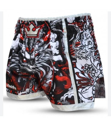 BUDDHA MUAY THAI SHORTS DRAGON black/red