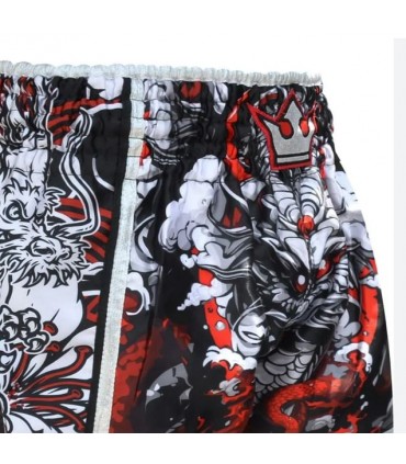 BUDDHA MUAY THAI SHORTS DRAGON black/red