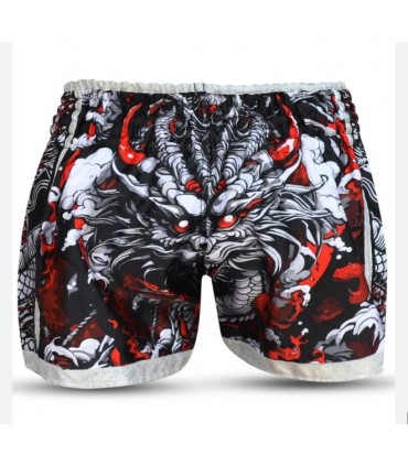 BUDDHA MUAY THAI SHORTS DRAGON black/red