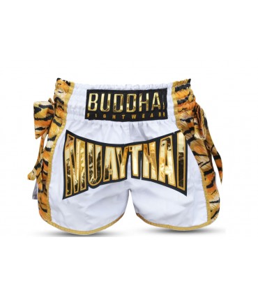 BUDDHA MUAY THAI SHORTS TIGER white/gold