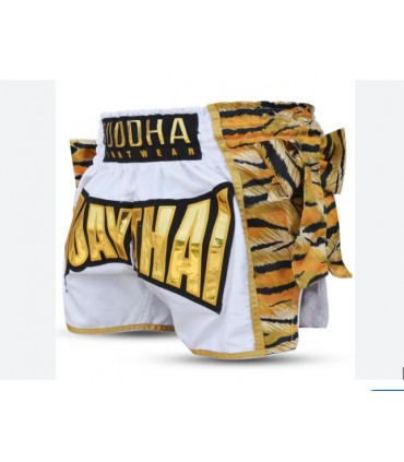 BUDDHA MUAY THAI SHORTS TIGER white/gold