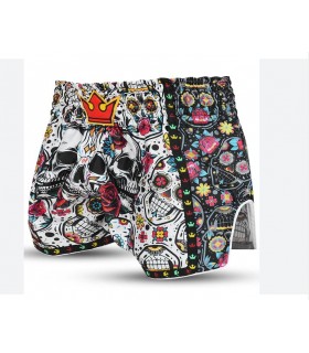 BUDDHA MUAY THAI SHORTS SANTA MUERTE white