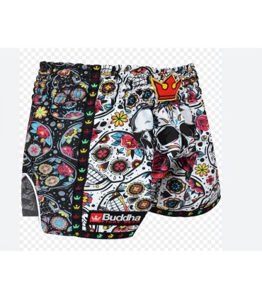 BUDDHA MUAY THAI SHORTS SANTA MUERTE white