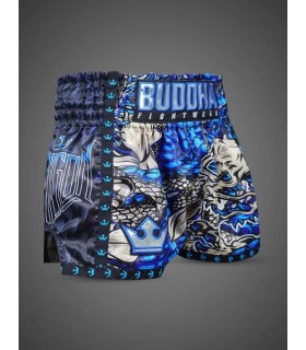 BUDDHA MUAY THAI SHORTS DRAGON blue