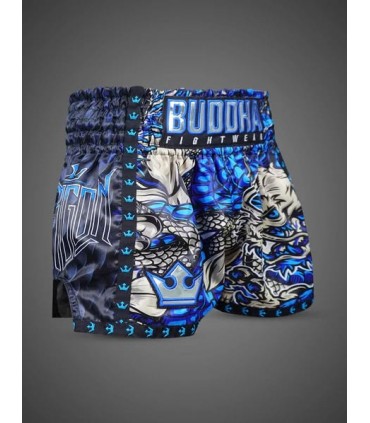 BUDDHA MUAY THAI SHORTS DRAGON blue