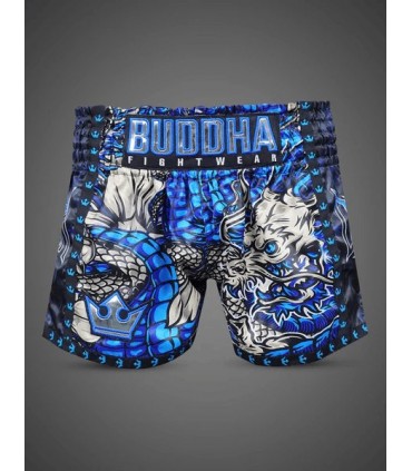 BUDDHA MUAY THAI SHORTS DRAGON blue