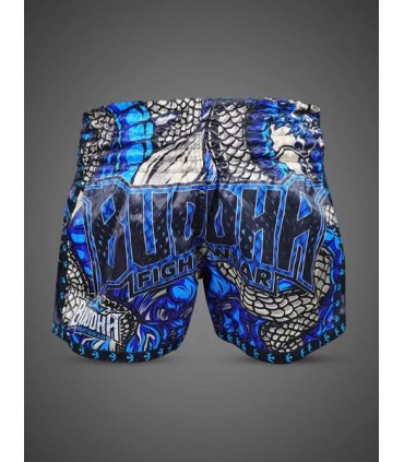 BUDDHA MUAY THAI SHORTS DRAGON blue
