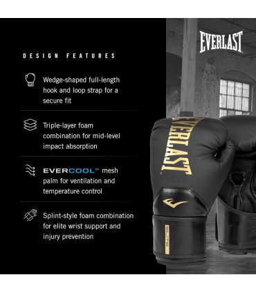 EVERLAST ELITE 2 BOXING GLOVES Black/gold