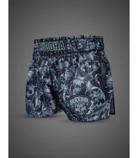 BUDDHA MUAY THAI SHORTS DARK GARDEN black/grey