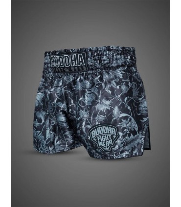 BUDDHA MUAY THAI SHORTS DARK GARDEN black/grey