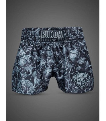 BUDDHA MUAY THAI SHORTS DARK GARDEN black/grey