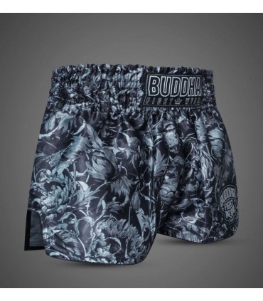 BUDDHA MUAY THAI SHORTS DARK GARDEN black/grey